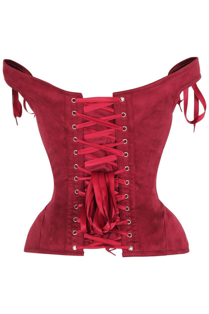 Top Drawer Red Suede Steel Boned Corset w/Straps