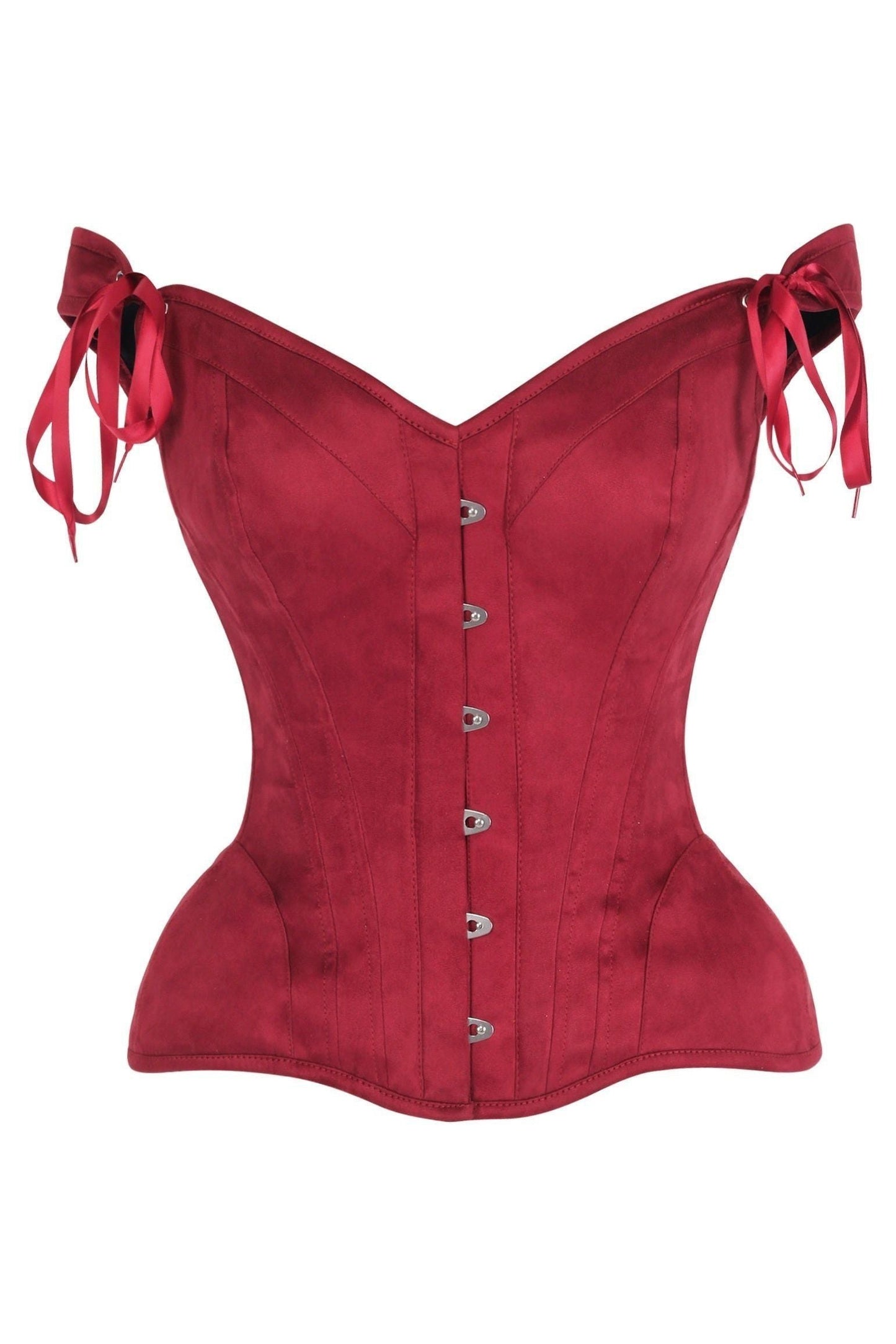 Top Drawer Red Suede Steel Boned Corset w/Straps