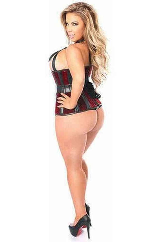 Top Drawer Red Velvet Steel Boned Underbust Corset