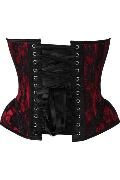 Top Drawer Red w/Black Lace Steel Boned Underwire Bustier Corset