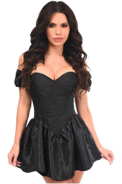 Top Drawer Steel Boned Black Brocade & Taffeta Corset Dress