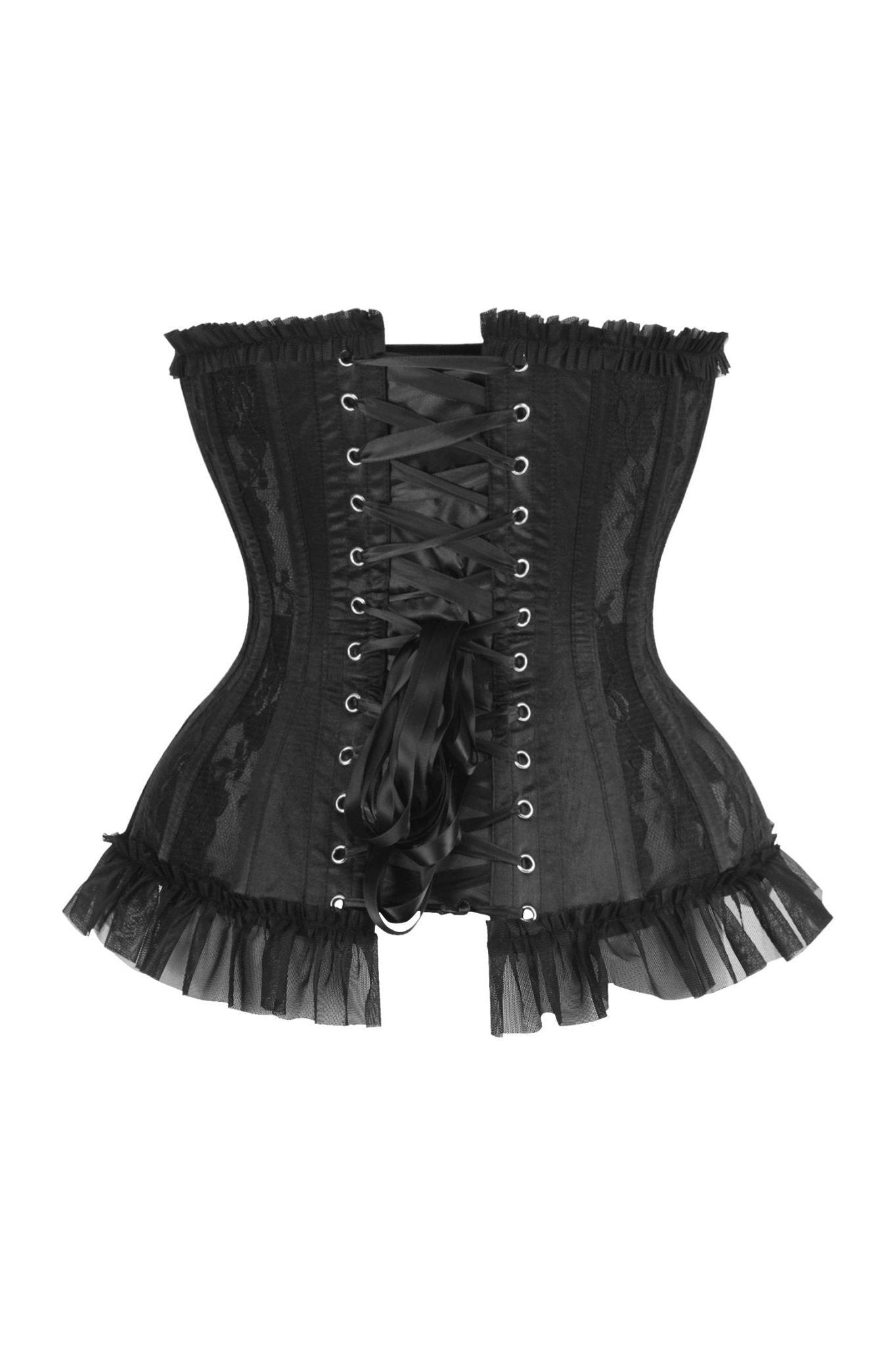 Top Drawer Steel Boned Black Lace Underwire Burlesque Underbust Corset Cincher.