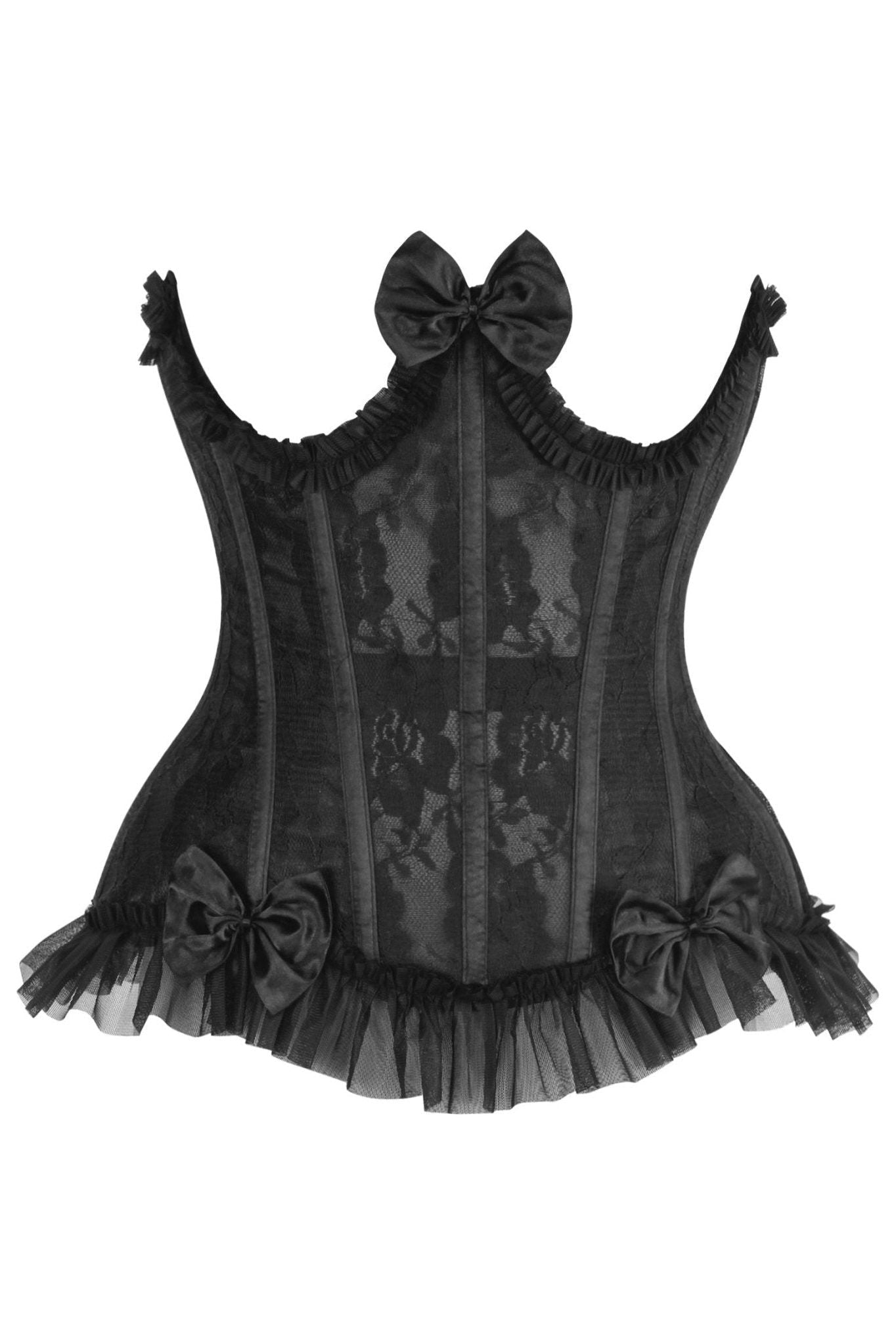 Top Drawer Steel Boned Black Lace Underwire Burlesque Underbust Corset Cincher.