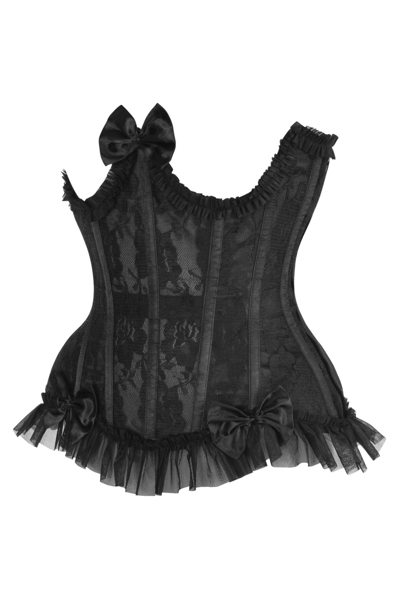 Top Drawer Steel Boned Black Lace Underwire Burlesque Underbust Corset Cincher.