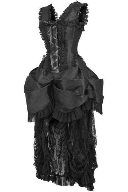 Top Drawer Steel Boned Black Lace Victorian Bustle Corset Dress