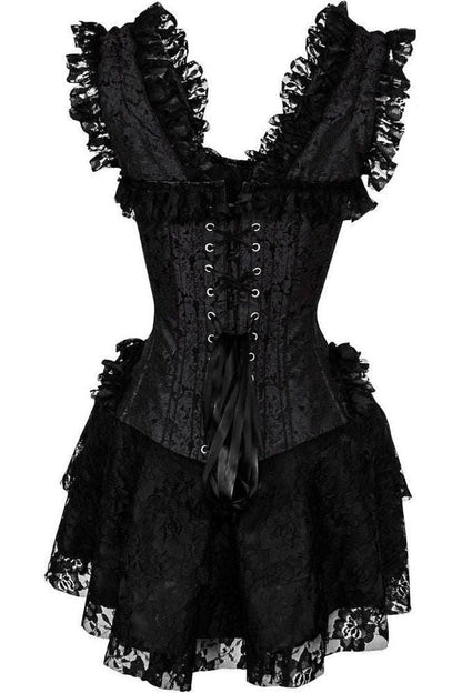 Top Drawer Steel Boned Black Lace Victorian Corset Dress