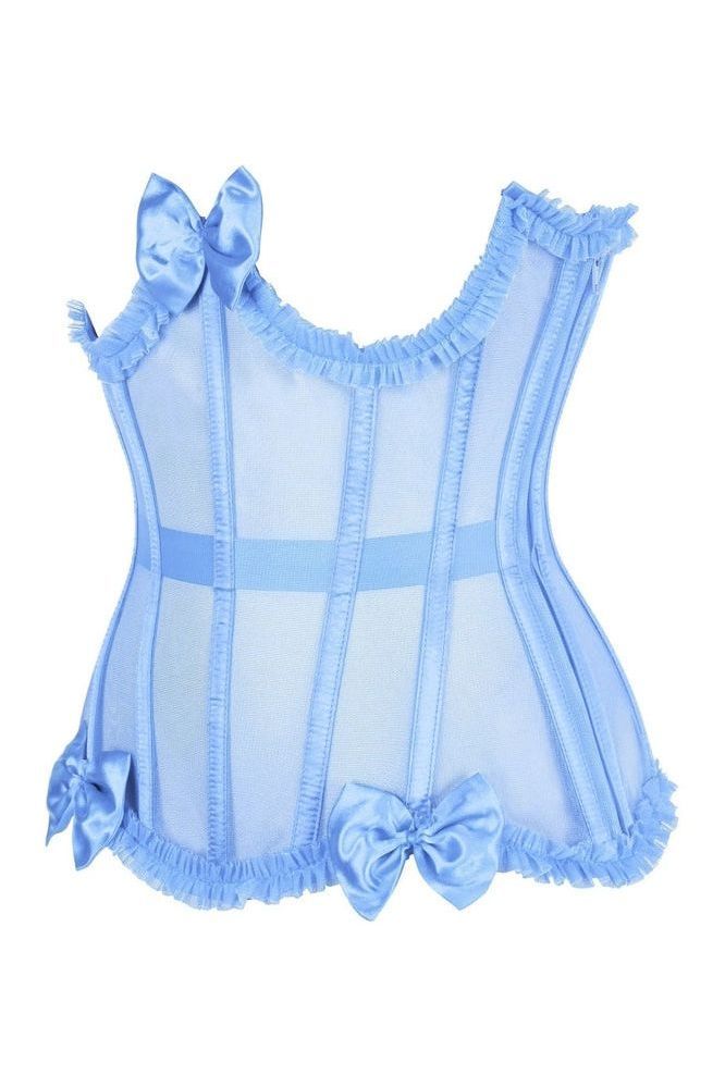 Top Drawer Steel Boned Light Blue Mesh Underwire Burlesque Underbust Corset Cincher