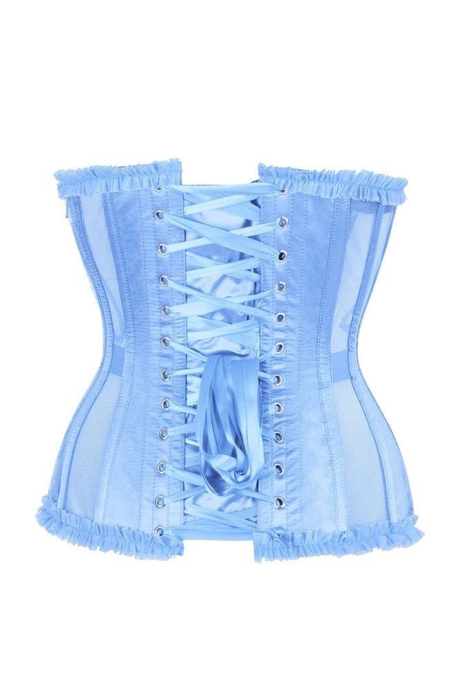 Top Drawer Steel Boned Light Blue Mesh Underwire Burlesque Underbust Corset Cincher