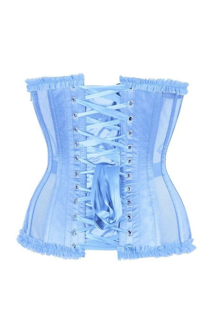 Top Drawer Steel Boned Light Blue Mesh Underwire Burlesque Underbust Corset Cincher