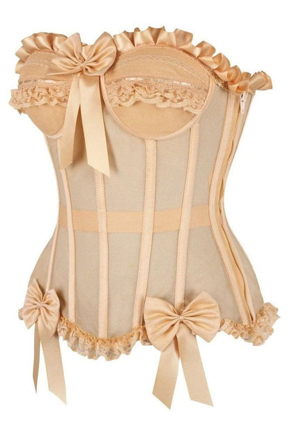 Top Drawer Steel Boned Blush Beige Mesh Underwire Bustier Corset