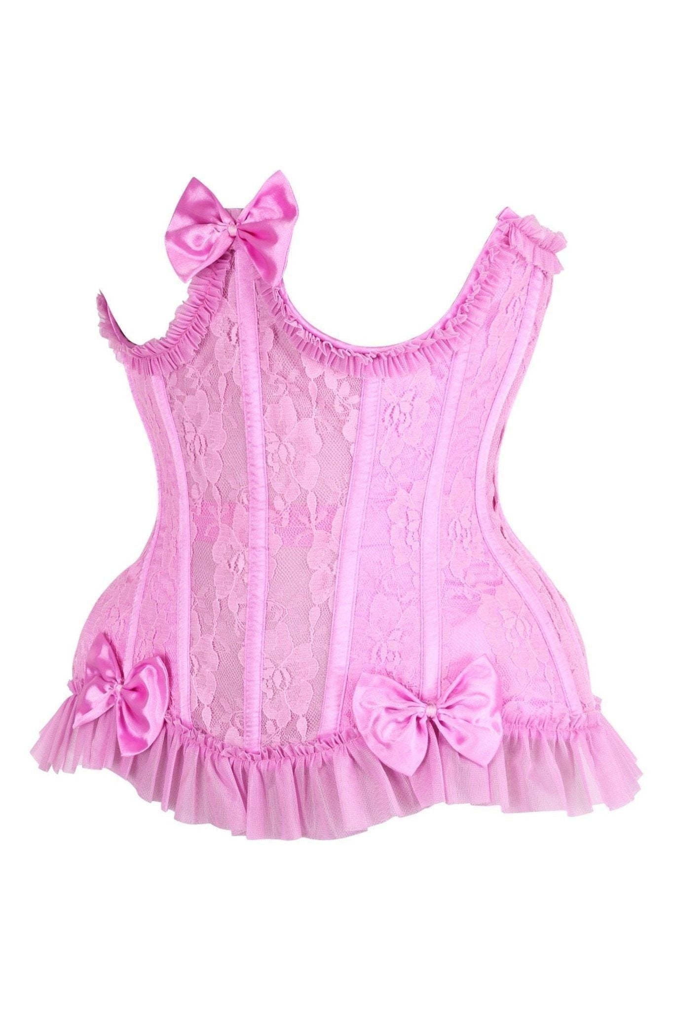 Top Drawer Steel Boned Pink Lace Underwire Burlesque Underbust Corset Cincher