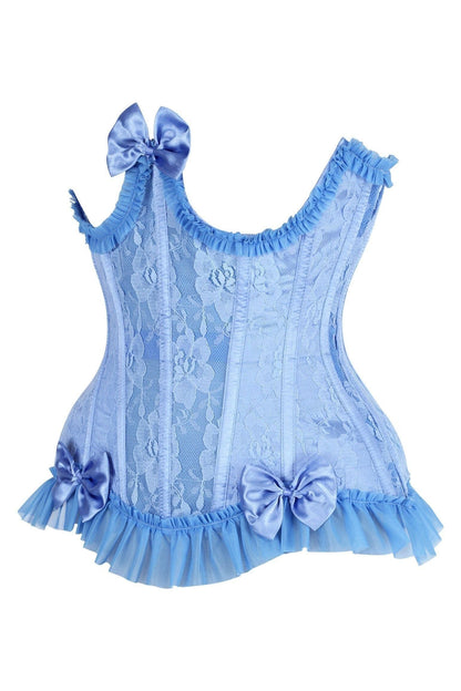Top Drawer Steel Boned Blue Lace Underwire Burlesque Underbust Corset Cincher