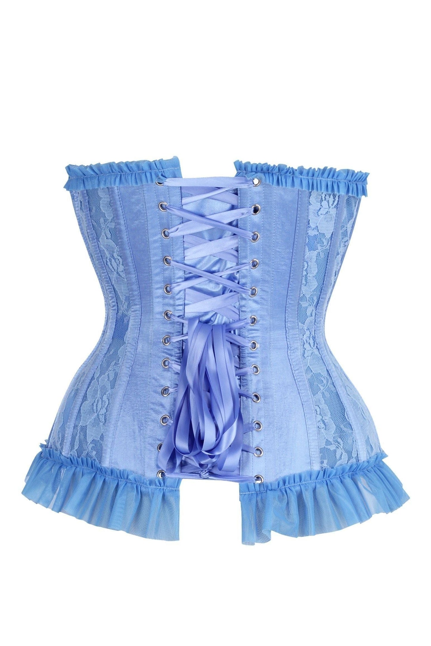 Top Drawer Steel Boned Blue Lace Underwire Burlesque Underbust Corset Cincher