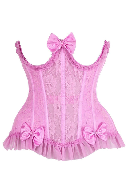 Top Drawer Steel Boned Pink Lace Underwire Burlesque Underbust Corset Cincher