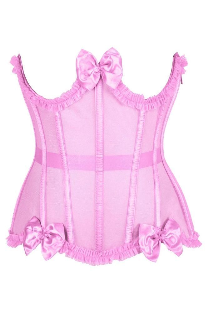 Top Drawer Steel Boned Pink Mesh Underwire Burlesque Underbust Corset Cincher