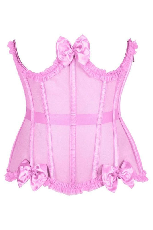 Top Drawer Steel Boned Pink Mesh Underwire Burlesque Underbust Corset Cincher