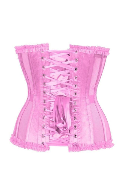 Top Drawer Steel Boned Pink Mesh Underwire Burlesque Underbust Corset Cincher