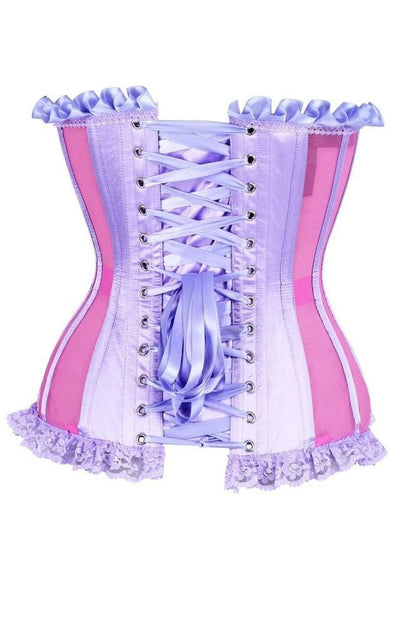 Top Drawer Steel Boned Pink/Purple Mesh Underwire Bustier Corset