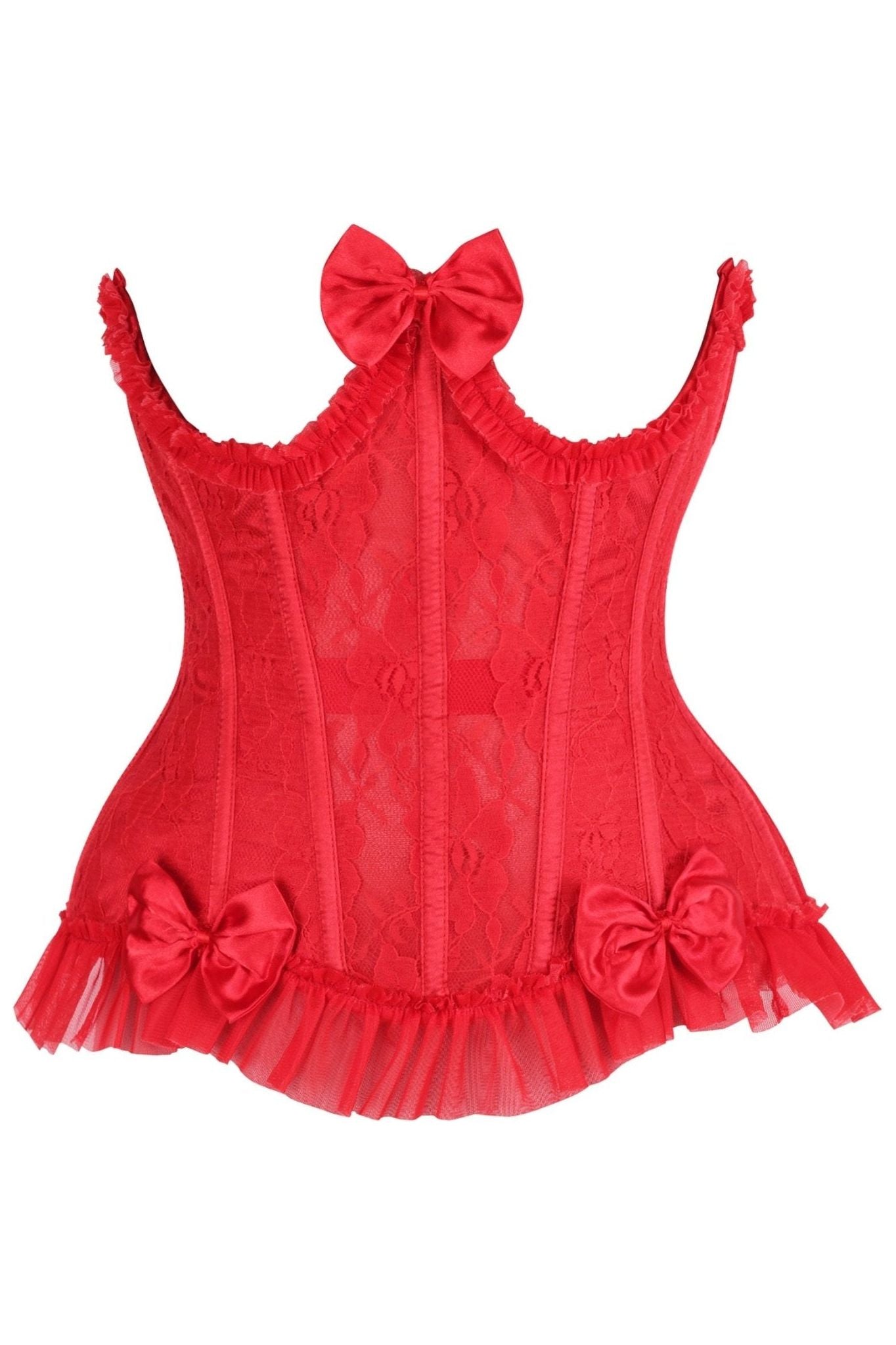 Top Drawer Steel Boned Red Lace Underwire Burlesque Underbust Corset Cincher.