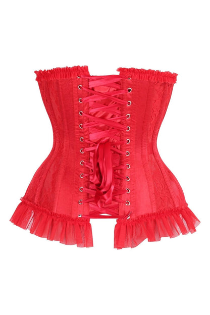 Top Drawer Steel Boned Red Lace Underwire Burlesque Underbust Corset Cincher.