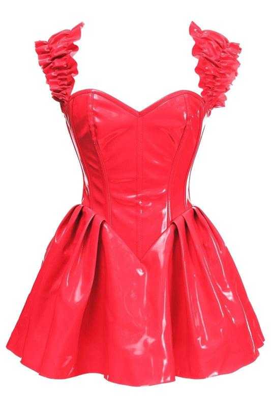 Top Drawer Steel Boned Red Patent PVC Vinyl Corset Dress.