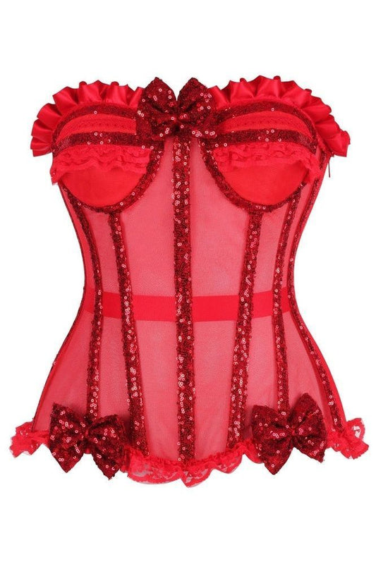 Top Drawer Steel Boned Red Sequin Underwire Bustier Corset