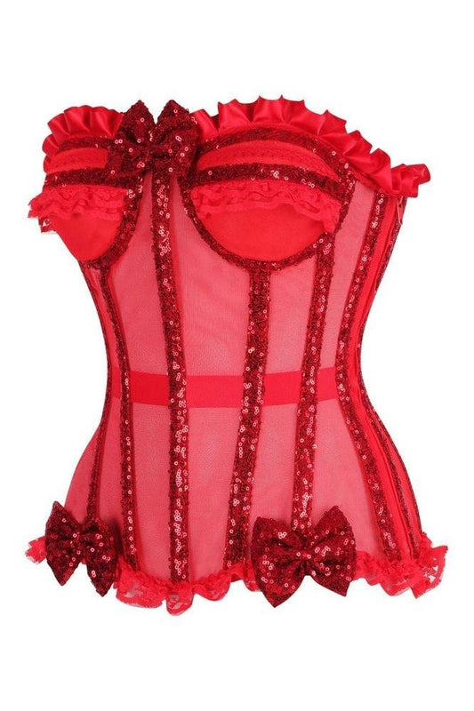 Top Drawer Steel Boned Red Sequin Underwire Bustier Corset