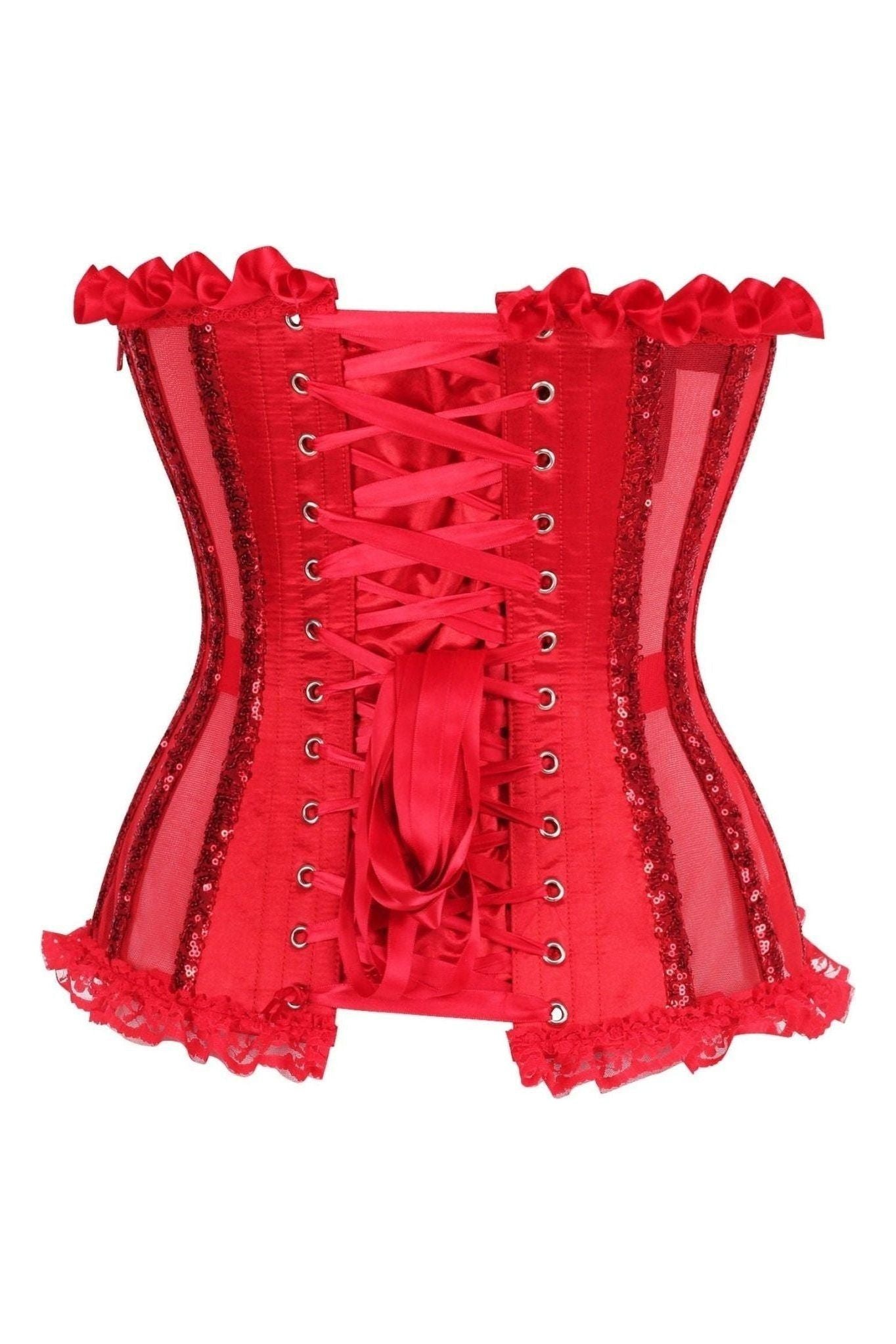 Top Drawer Steel Boned Red Sequin Underwire Bustier Corset.