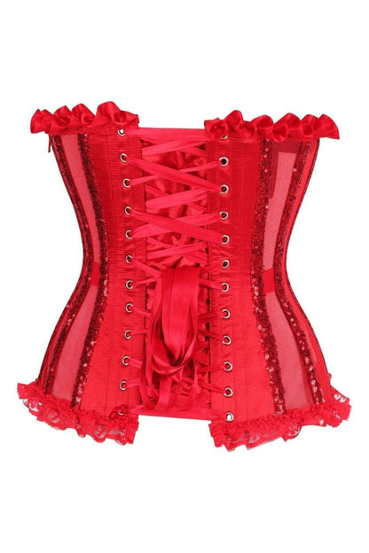 Top Drawer Steel Boned Red Sequin Underwire Bustier Corset.