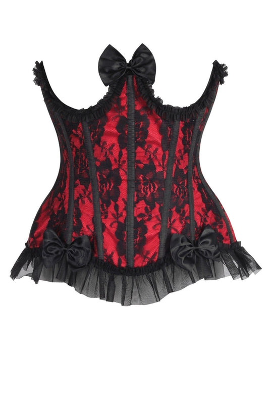 Top Drawer Steel Boned Red/Black Lace Underwire Burlesque Underbust Corset Cincher