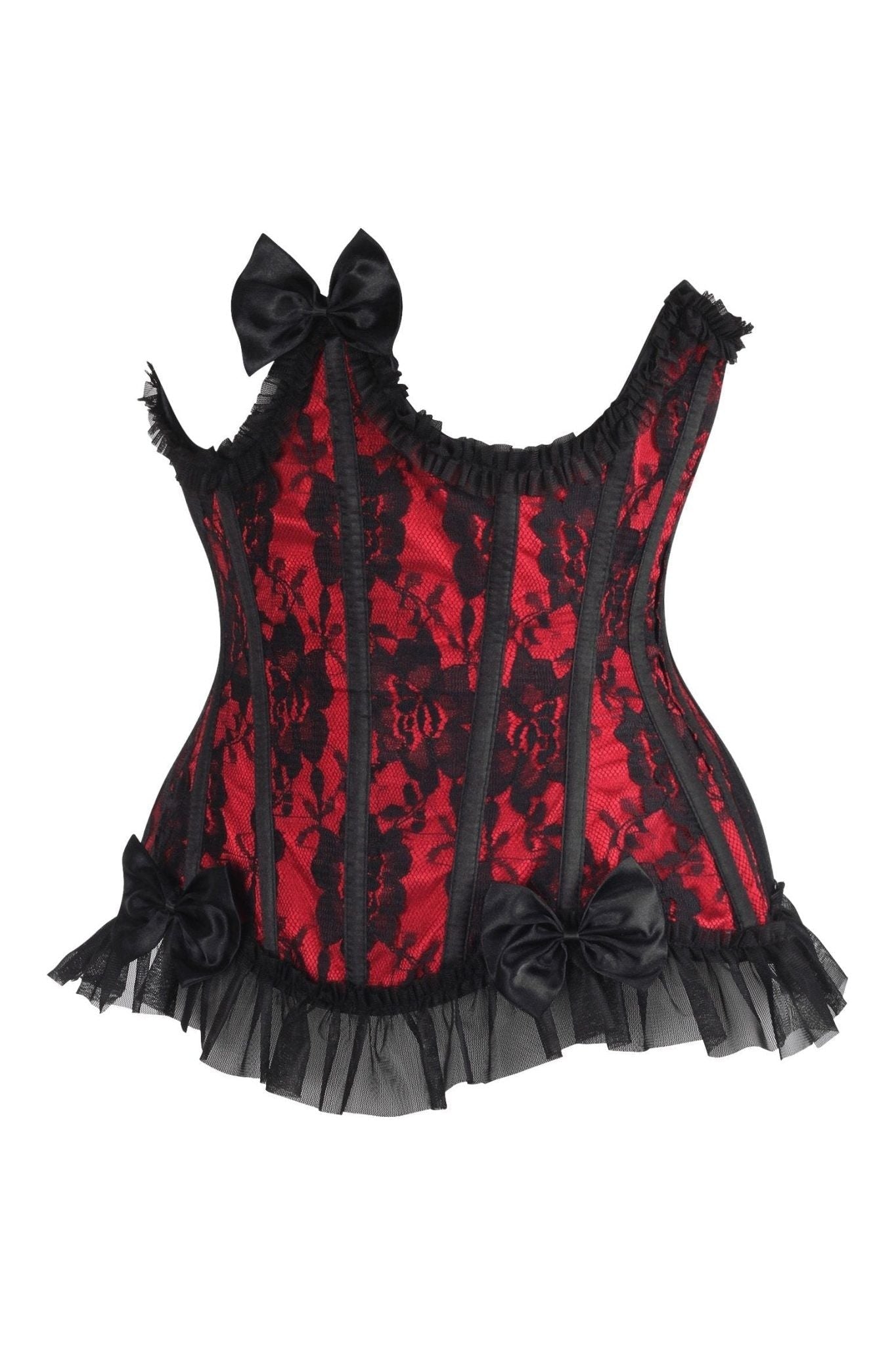 Top Drawer Steel Boned Red/Black Lace Underwire Burlesque Underbust Corset Cincher.