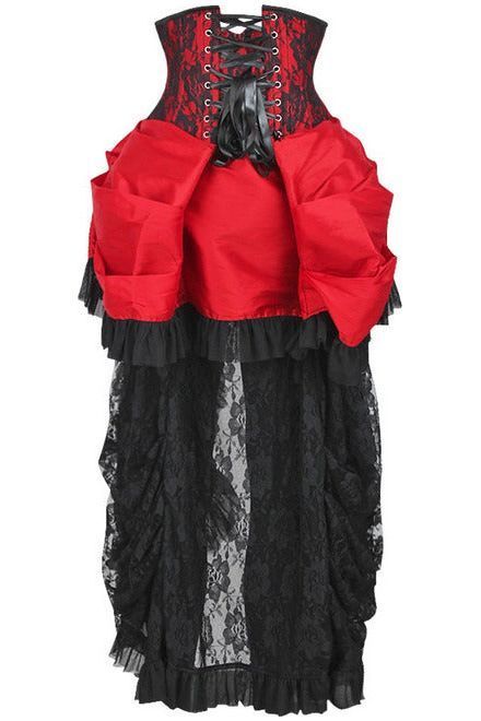 Top Drawer Steel Boned Red/Black Lace Victorian Bustle Underbust Corset Dress