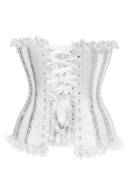 Top Drawer Steel Boned Silver Sequin Underwire Bustier Corset