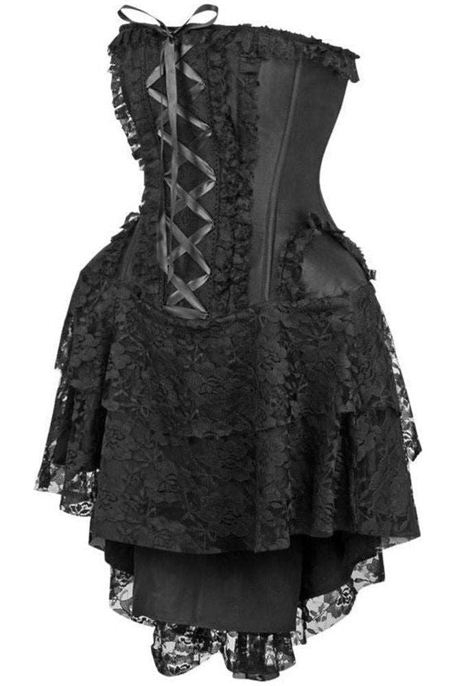 Top Drawer Steel Boned Strapless Black Lace Victorian Corset Dress