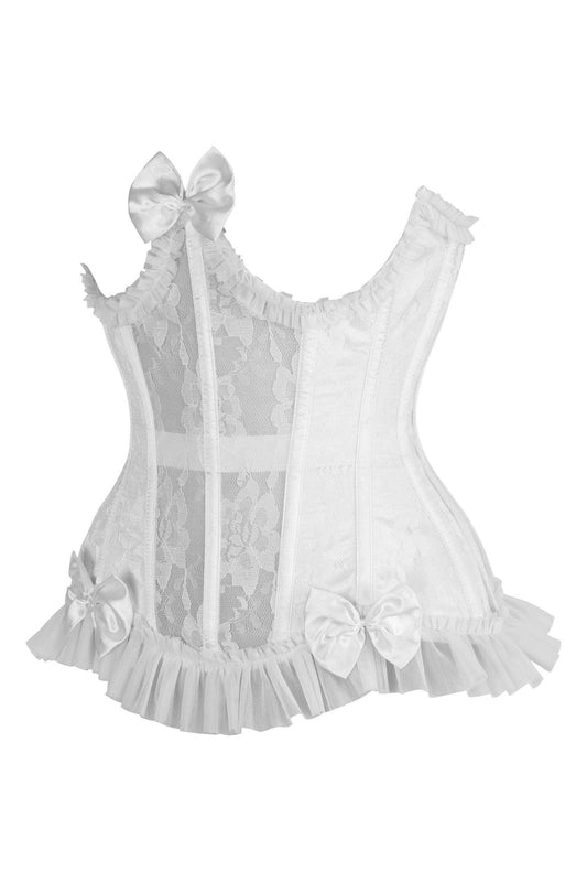 Top Drawer Steel Boned White Lace Underwire Burlesque Underbust Corset Cincher