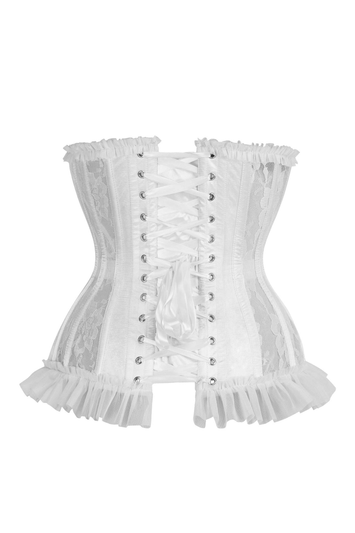 Top Drawer Steel Boned White Lace Underwire Burlesque Underbust Corset Cincher