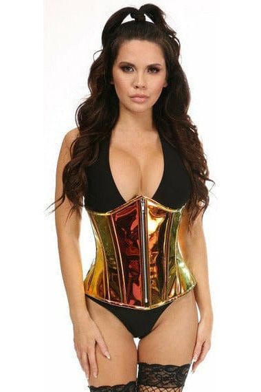 Top Drawer Orange/Gold Sunset Holo Steel Boned Underbust Corset