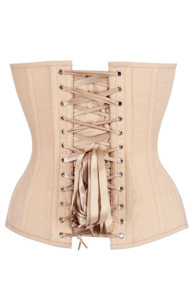 Top Drawer Tan Cotton Steel Boned Overbust Corset