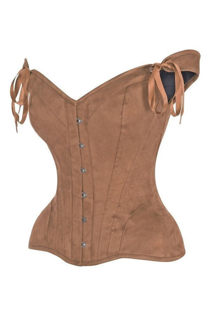 Top Drawer Tan Suede Steel Boned Corset w/Straps