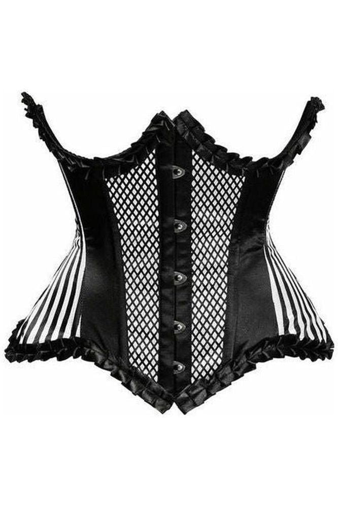 Top Drawer White Burlesque Underwire Curvy Cut Waist Cincher Corset