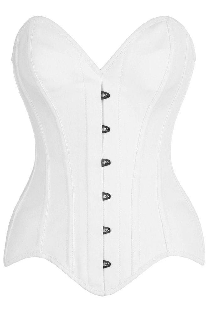 Top Drawer White Cotton Steel Boned Overbust Corset