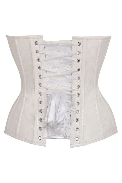 Top Drawer White Patent Leather Steel Boned Overbust Corset
