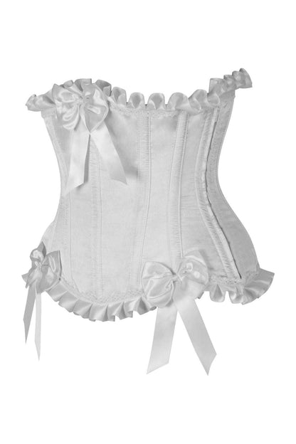 Top Drawer White Steel Boned Burlesque Underbust Corset Waist Cincher.