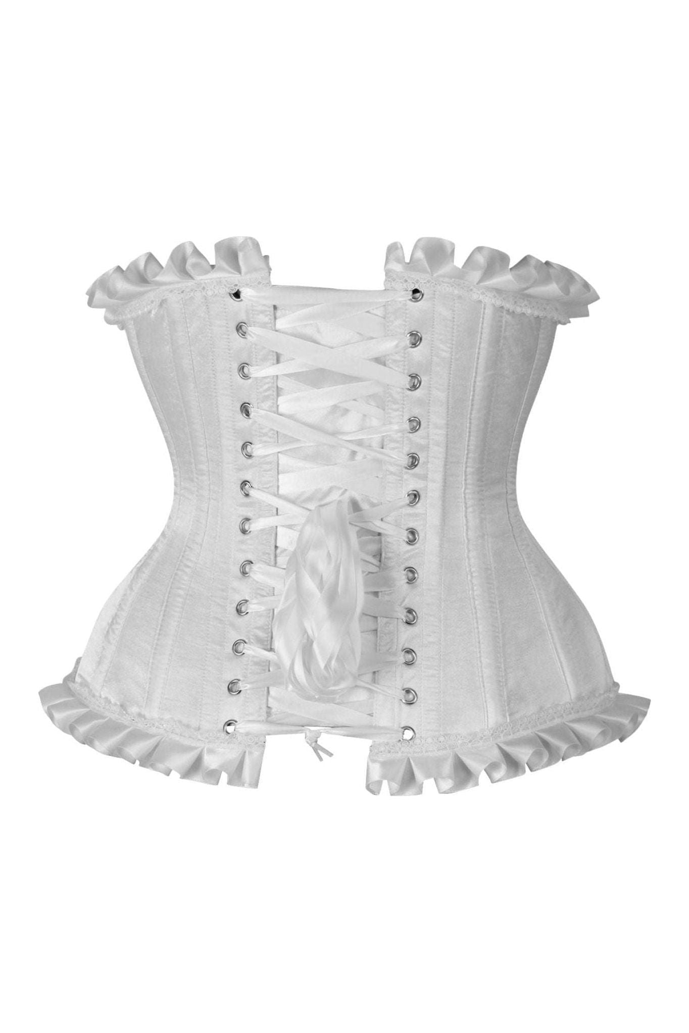 Top Drawer White Steel Boned Burlesque Underbust Corset Waist Cincher.
