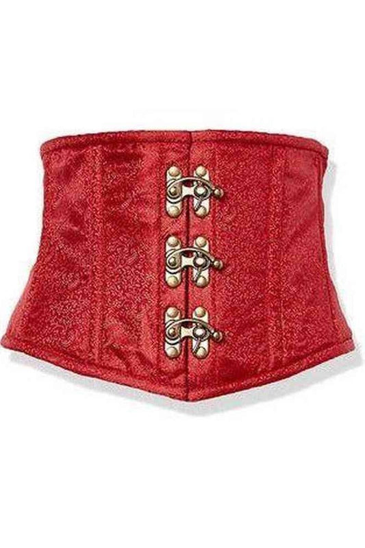 Top Drawer Wine Red Brocade Steel Boned Mini Cincher w/Clasps