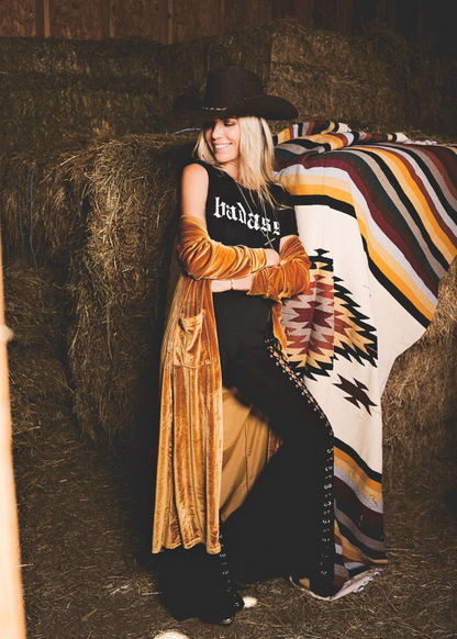 Taken By The Sky Velvet Gold Duster Kimono