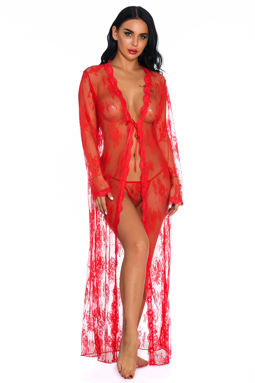 Long Lace Flyaway Robe.