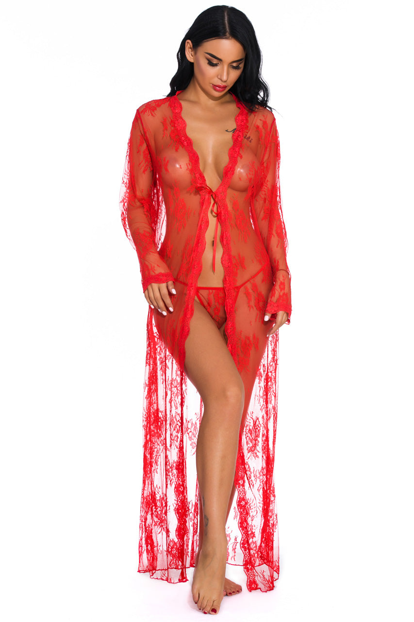 Long Lace Flyaway Robe.