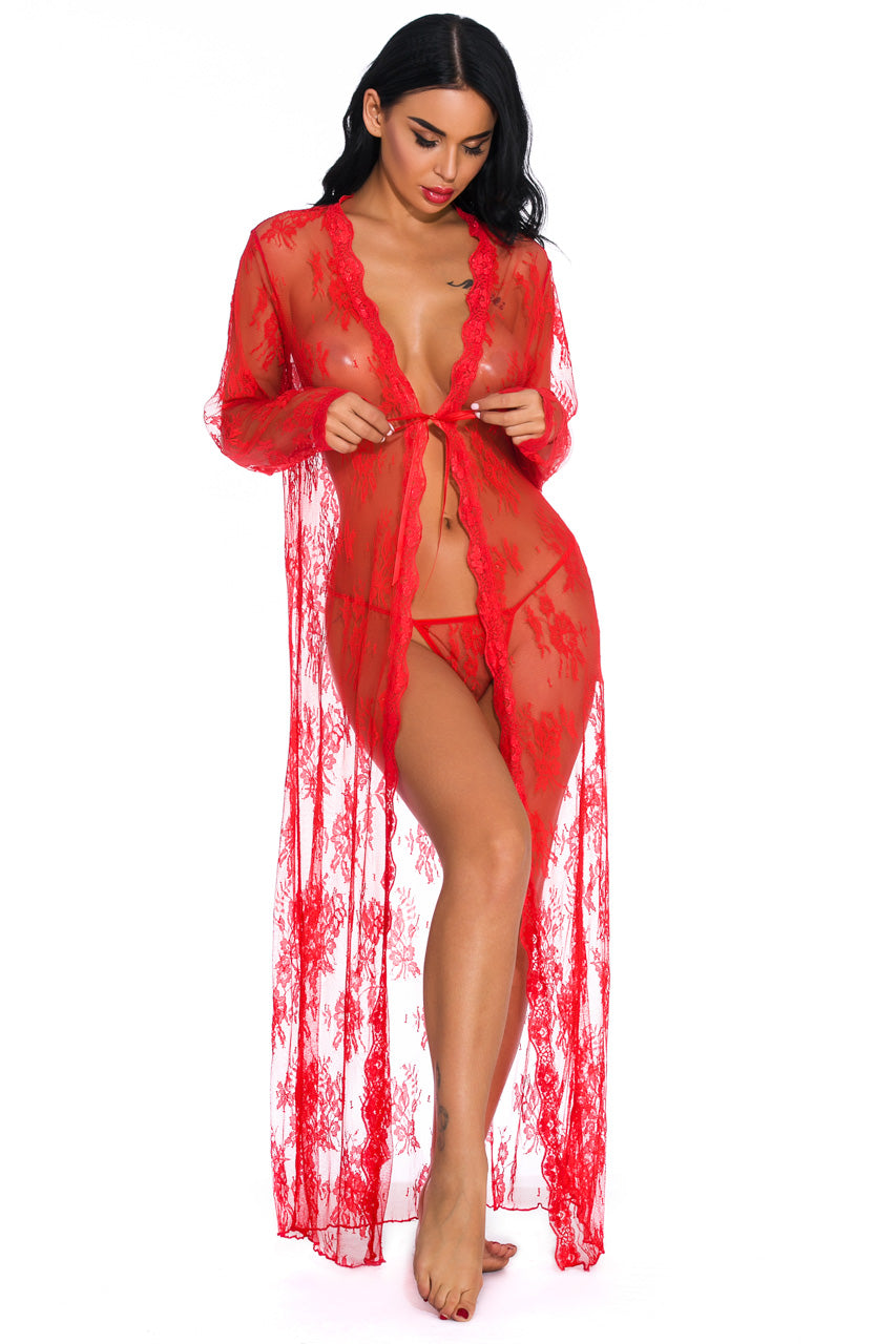 Long Lace Flyaway Robe.