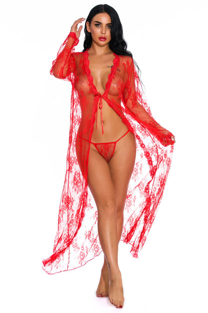 Long Lace Flyaway Robe.
